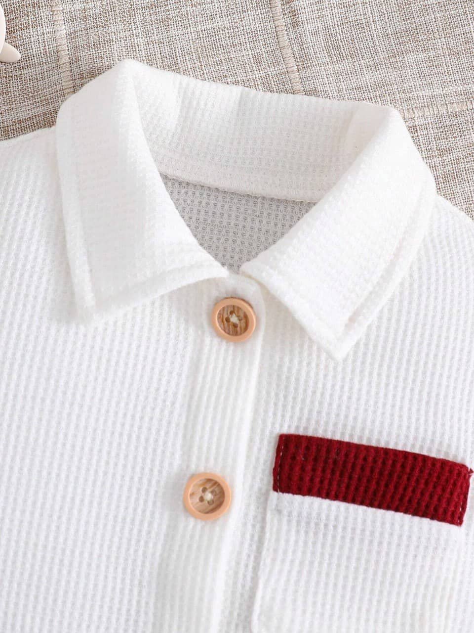 Pack of 1 Unisex Cotton Blend Shirt & Shorts Set ( Red ) - Image 3