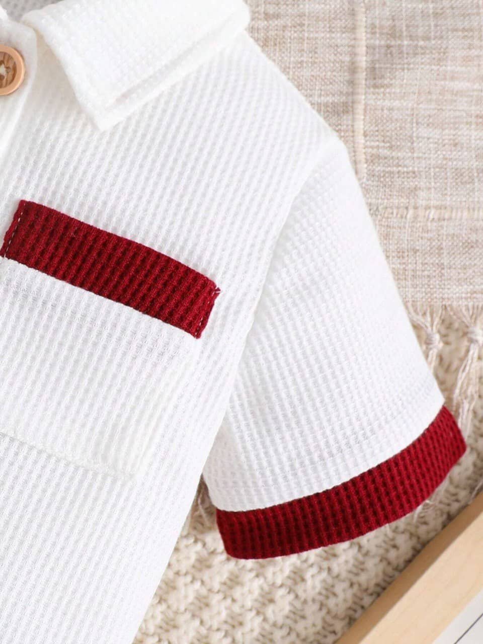 Pack of 1 Unisex Cotton Blend Shirt & Shorts Set ( Red ) - Image 4