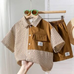Pack of 1 Unisex Cotton Blend Shirt & Shorts Set ( Rust )