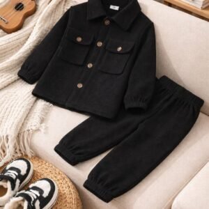 Pack of 1 Unisex Cotton Blend Shirt & Shorts Set ( Black )