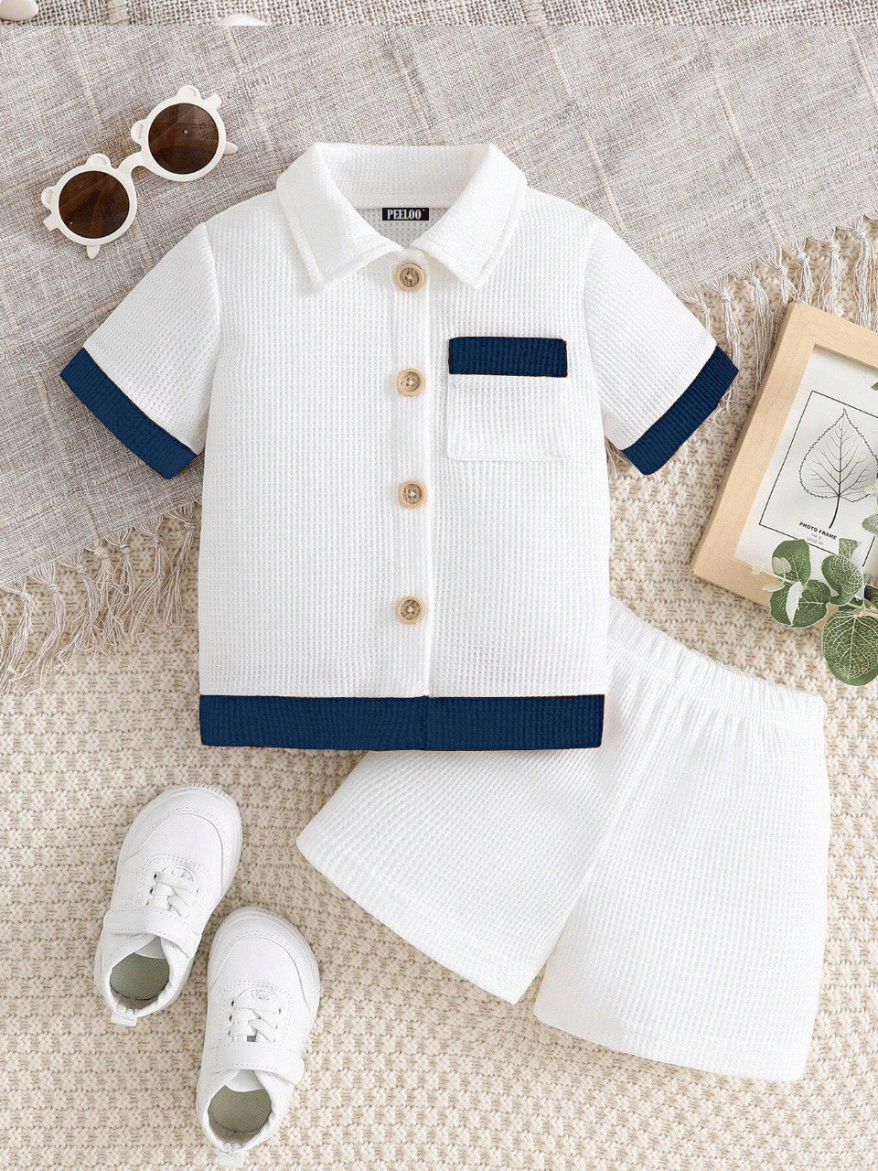 Pack of 1 Unisex Cotton Blend Shirt & Shorts Set ( Blue )
