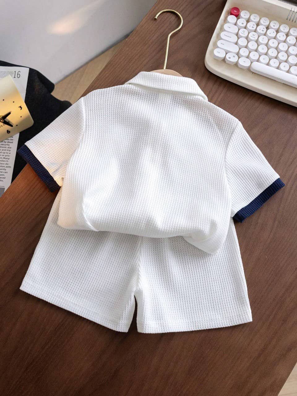Pack of 1 Unisex Cotton Blend Shirt & Shorts Set ( Blue ) - Image 2