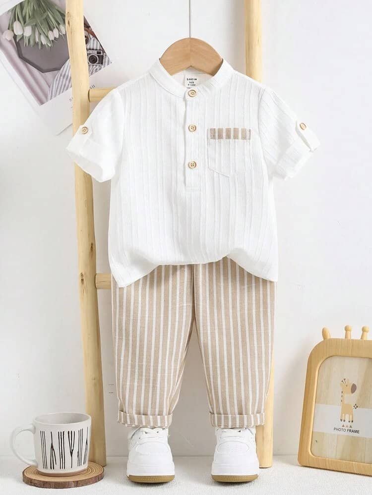Unisex Cotton Blend Shirt & Shorts Set ( Cream , Pack of 1 )