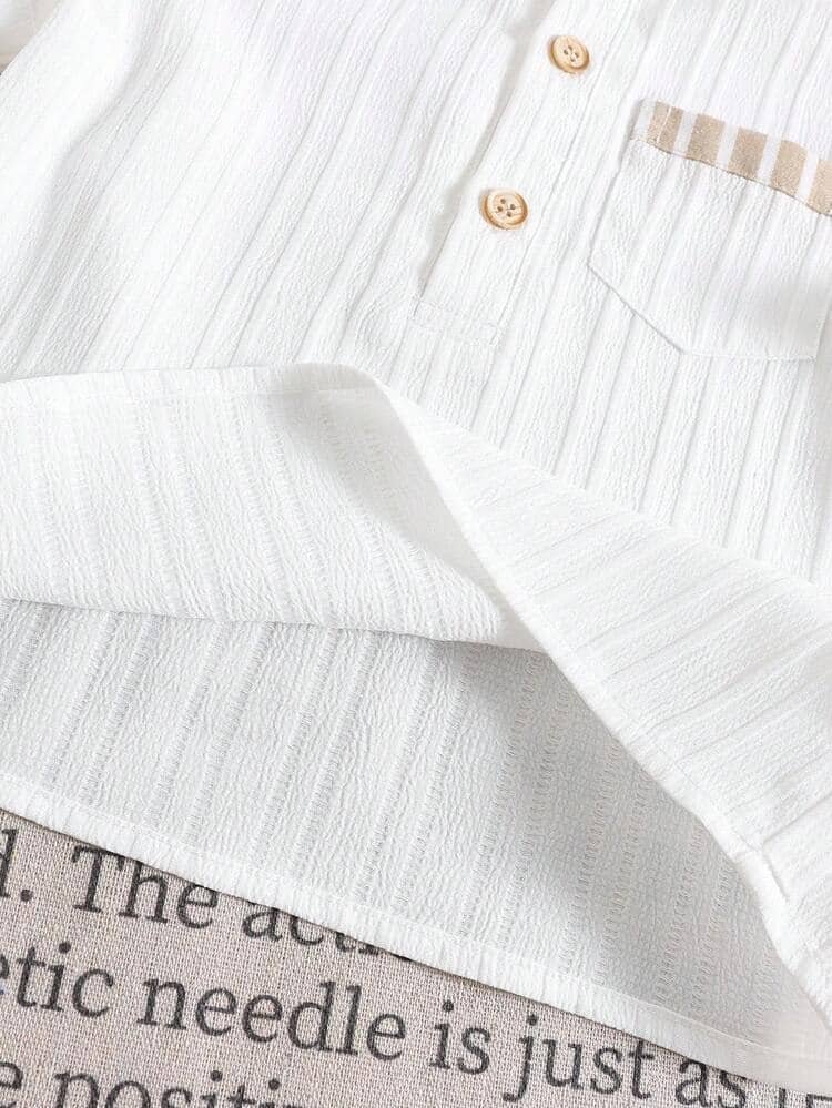 Unisex Cotton Blend Shirt & Shorts Set ( Cream , Pack of 1 ) - Image 4