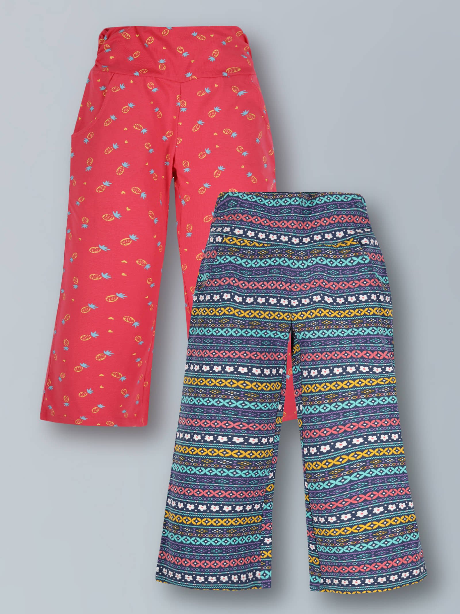 Pack of 2 Girls Cotton Palazzo ( Navy )