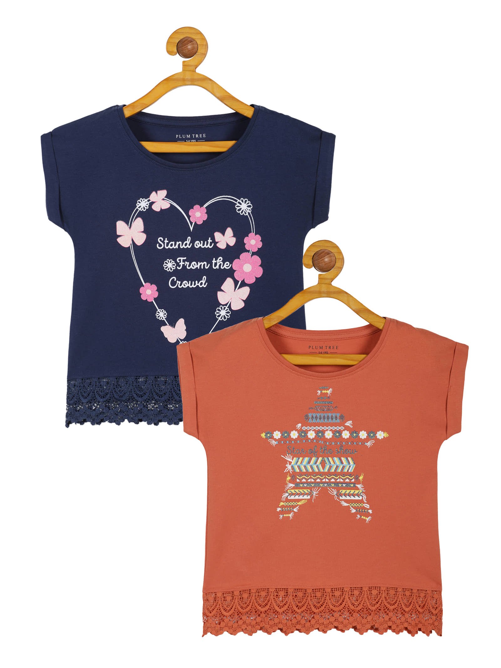 Pack of 2 Girls 100% Cotton Top ( Blue )