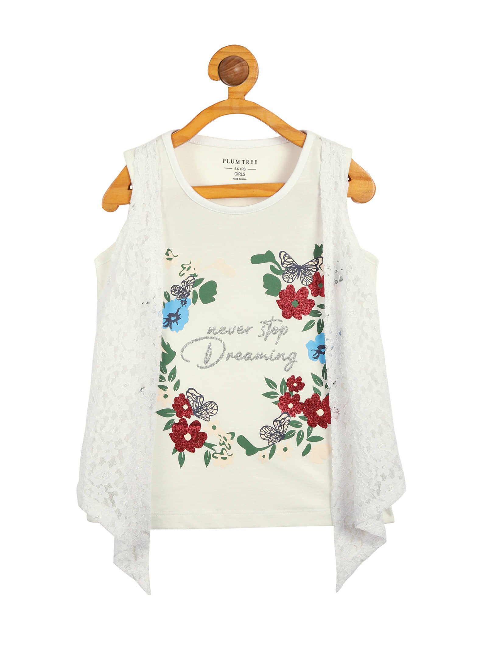 Pack of 2 Girls 100% Cotton T-Shirt ( White ) - Image 6