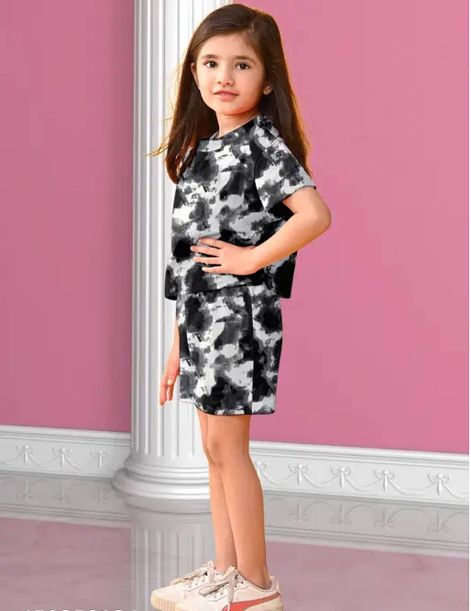Pack of 1 Girls Cotton Blend Nightsuit Set ( Black ) - Image 2