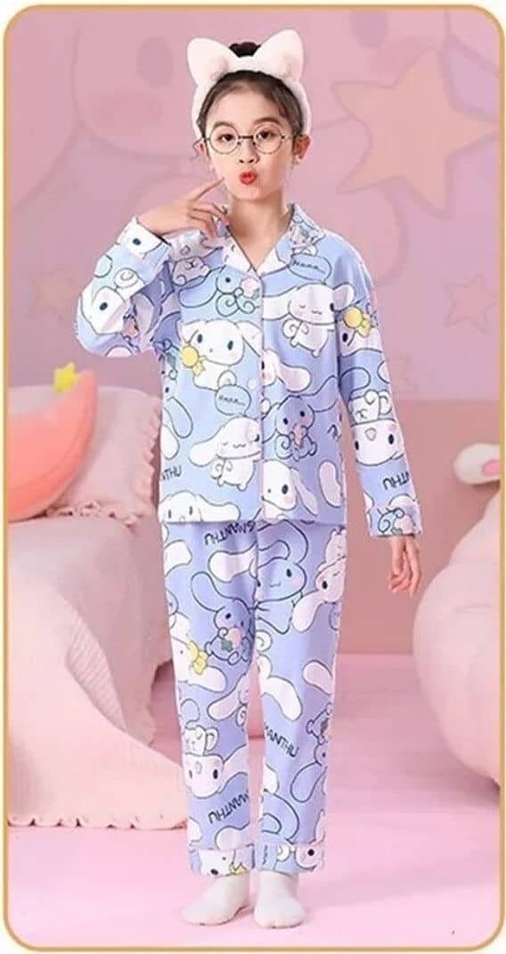 Pack of 1 Girls Rayon Nightsuit Set ( Blue ) - Image 2