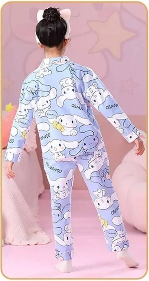 Pack of 1 Girls Rayon Nightsuit Set ( Blue ) - Image 3