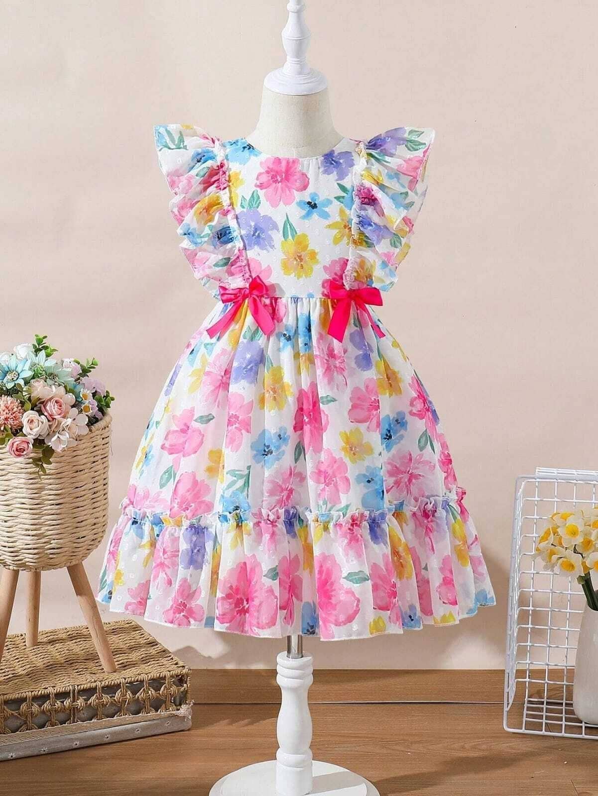Georgette Frock For Girls ( Pack of 1 , Multicolor 1 )