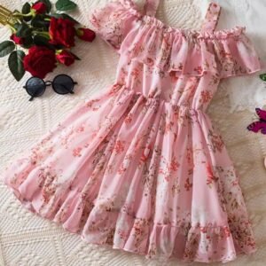 Georgette Frock For Girls ( Pack of 1 , Peach )