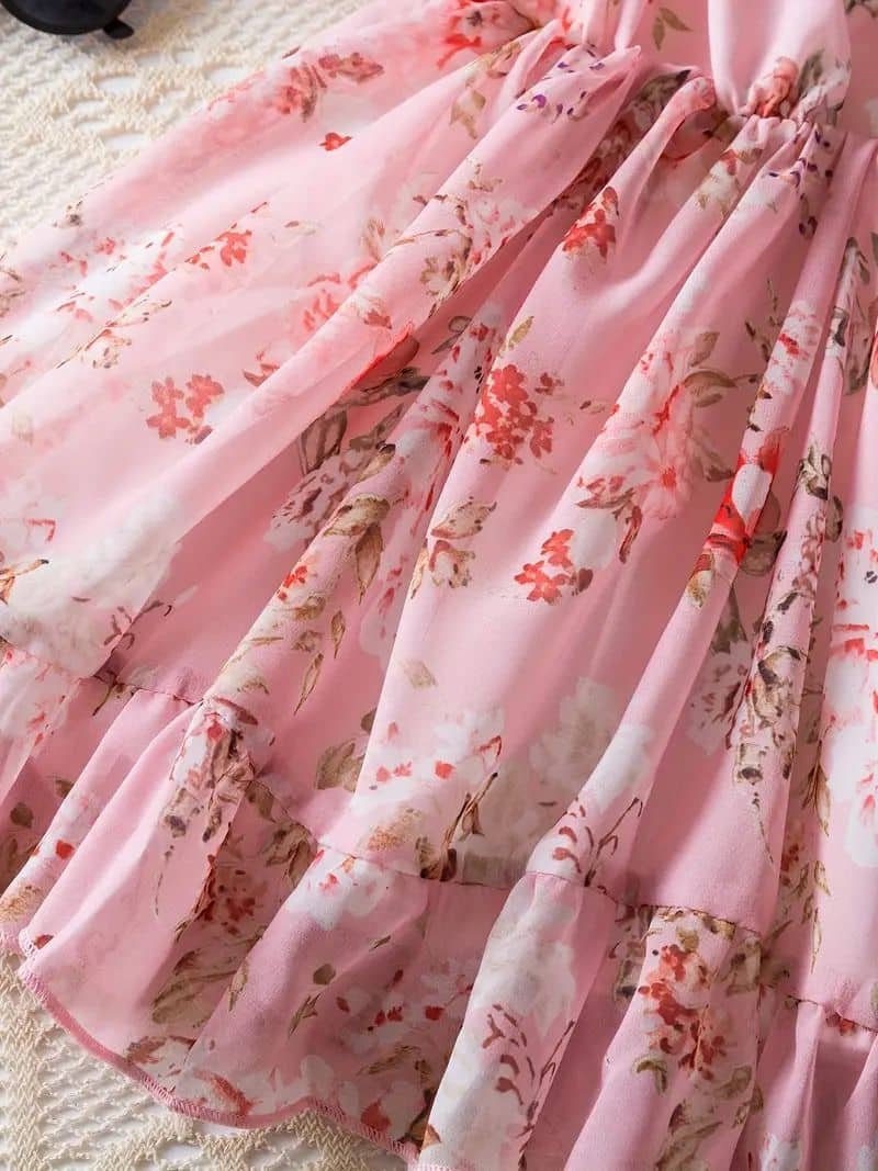 Georgette Frock For Girls ( Pack of 1 , Peach ) - Image 2