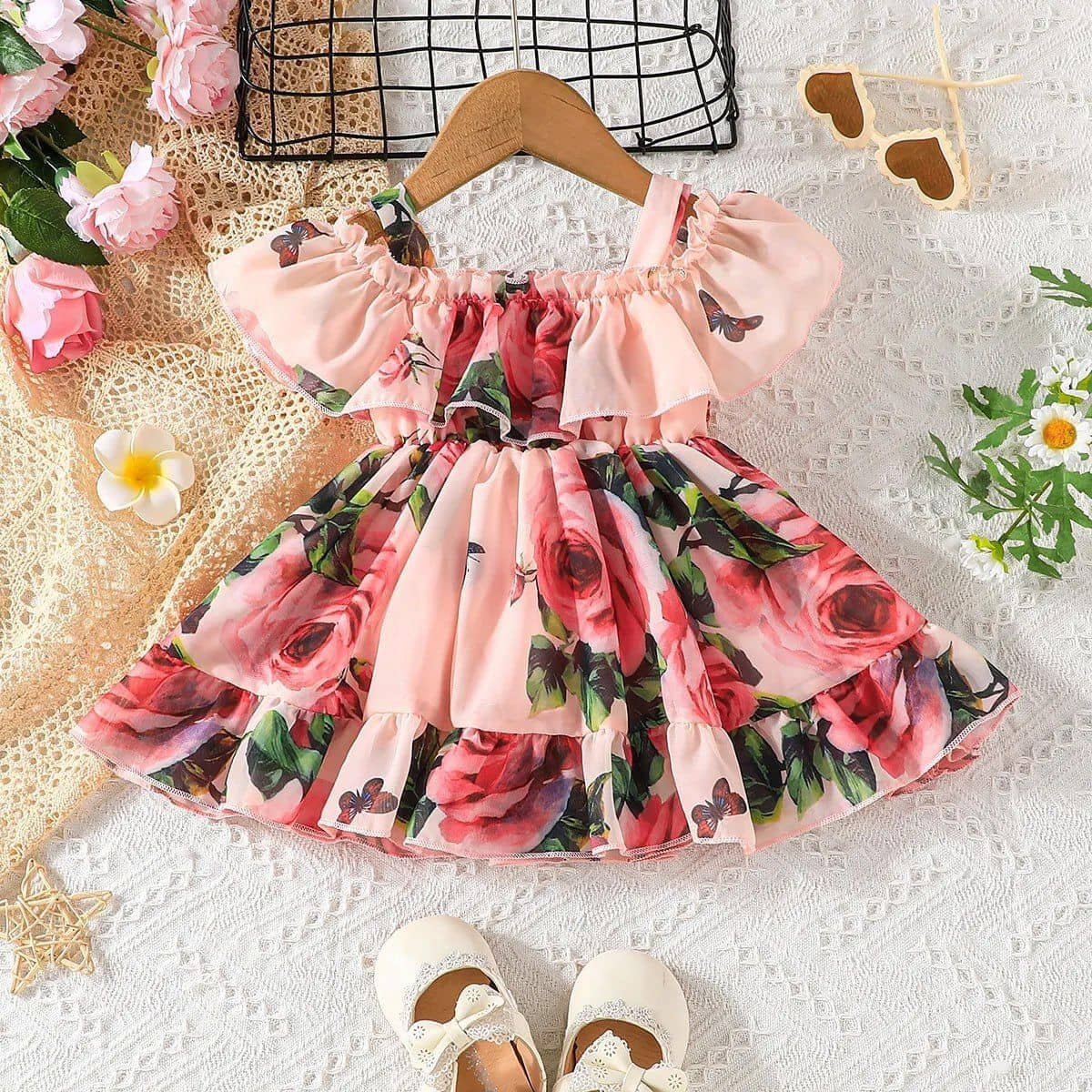 Georgette Frock For Girls ( Pack of 1 , Peach )