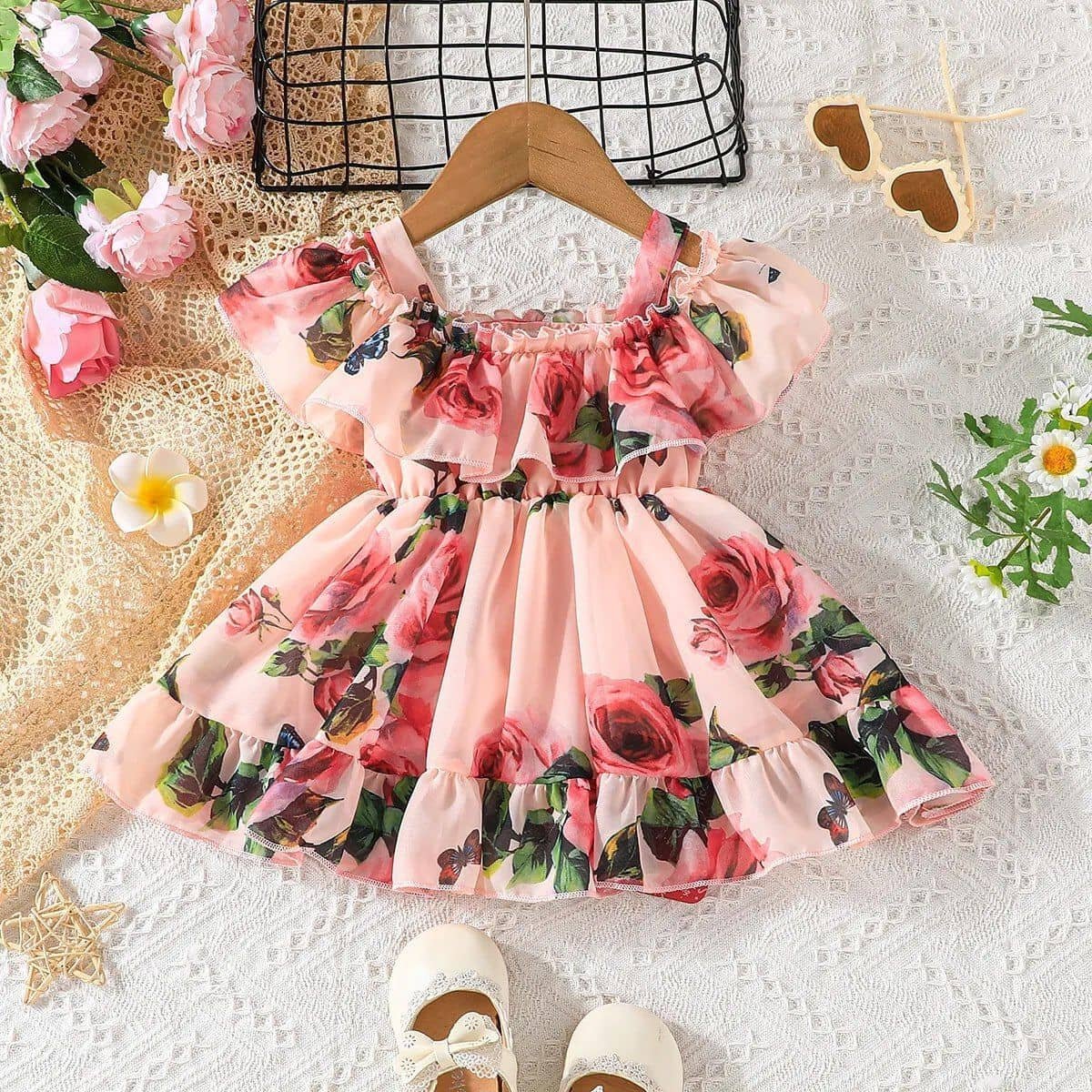 Georgette Frock For Girls ( Pack of 1 , Peach ) - Image 2
