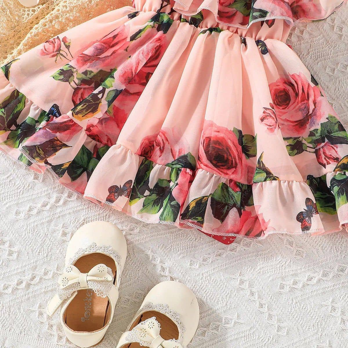 Georgette Frock For Girls ( Pack of 1 , Peach ) - Image 4