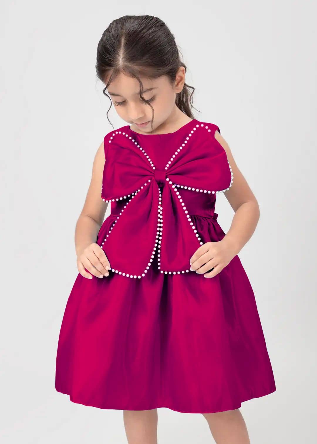 Silk Frock For Girls ( Pack of 1 , Magenta )