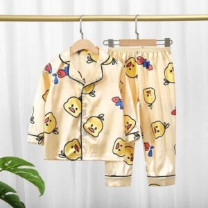 Paghdal Brothers Pack of 1 Girls Polyester Nightsuit Set ( Yellow )