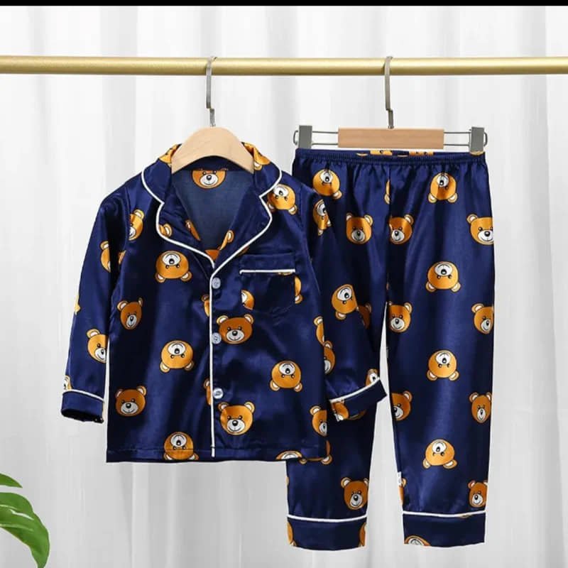 Paghdal Brothers Pack of 1 Girls Polyester Nightsuit Set ( Blue )