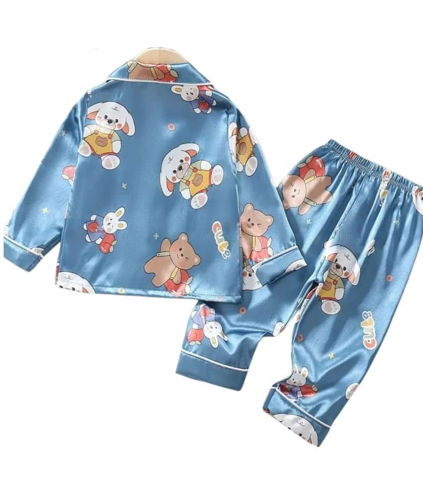 Paghdal Brothers Pack of 1 Girls Polyester Nightsuit Set ( Blue ) - Image 2