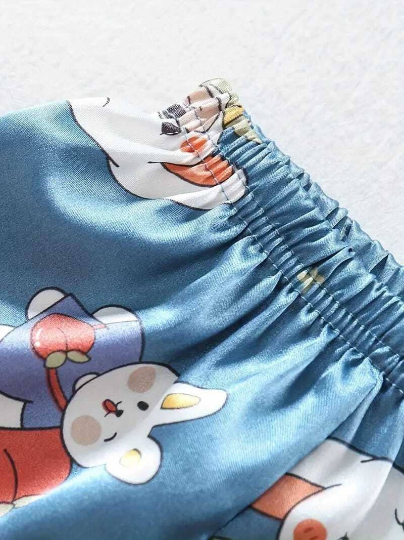 Paghdal Brothers Pack of 1 Girls Polyester Nightsuit Set ( Blue ) - Image 4