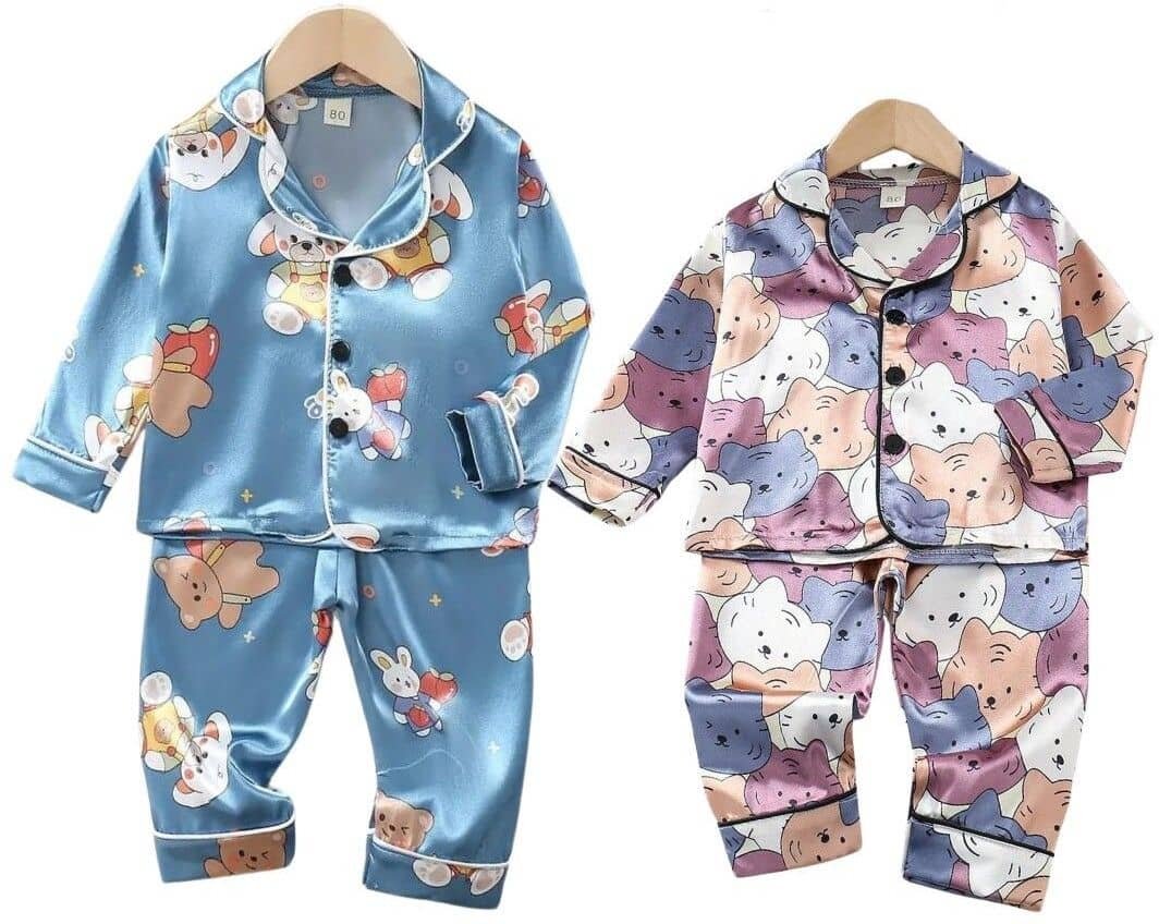 Paghdal Brothers Pack of 2 Baby Boys Cotton Blend Nightsuit Set ( Multicolor )