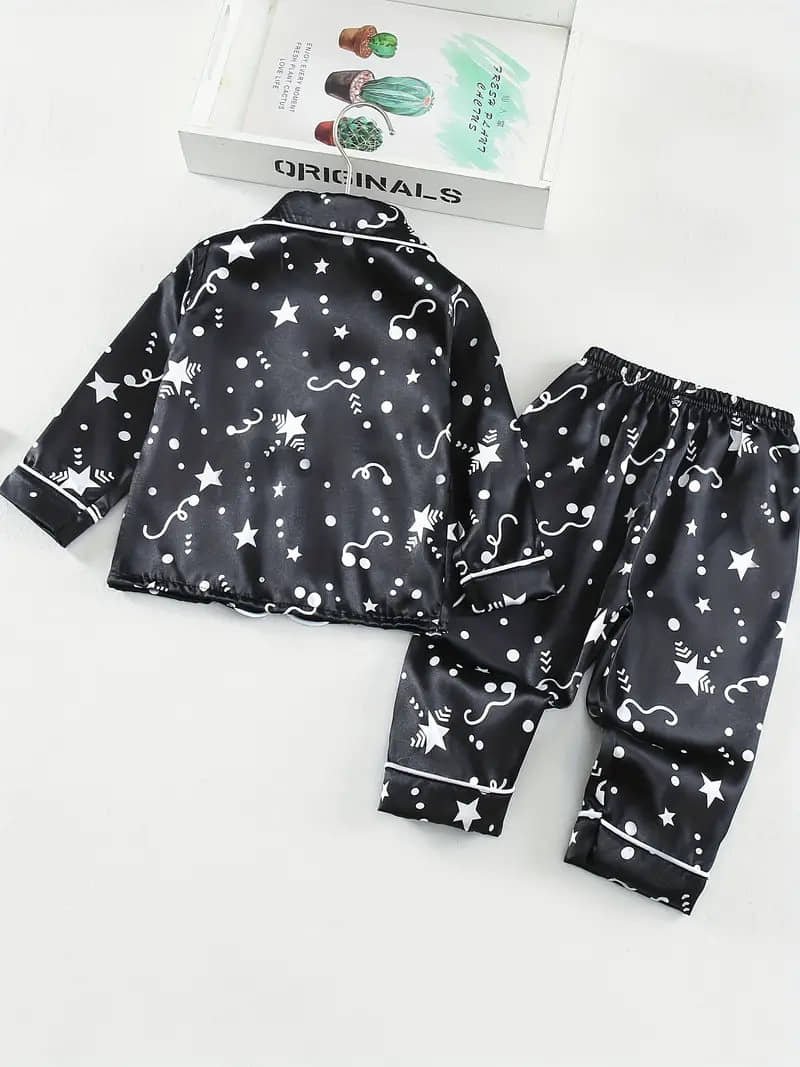 Paghdal Brothers Pack of 1 Girls Polyester Nightsuit Set ( Black ) - Image 2