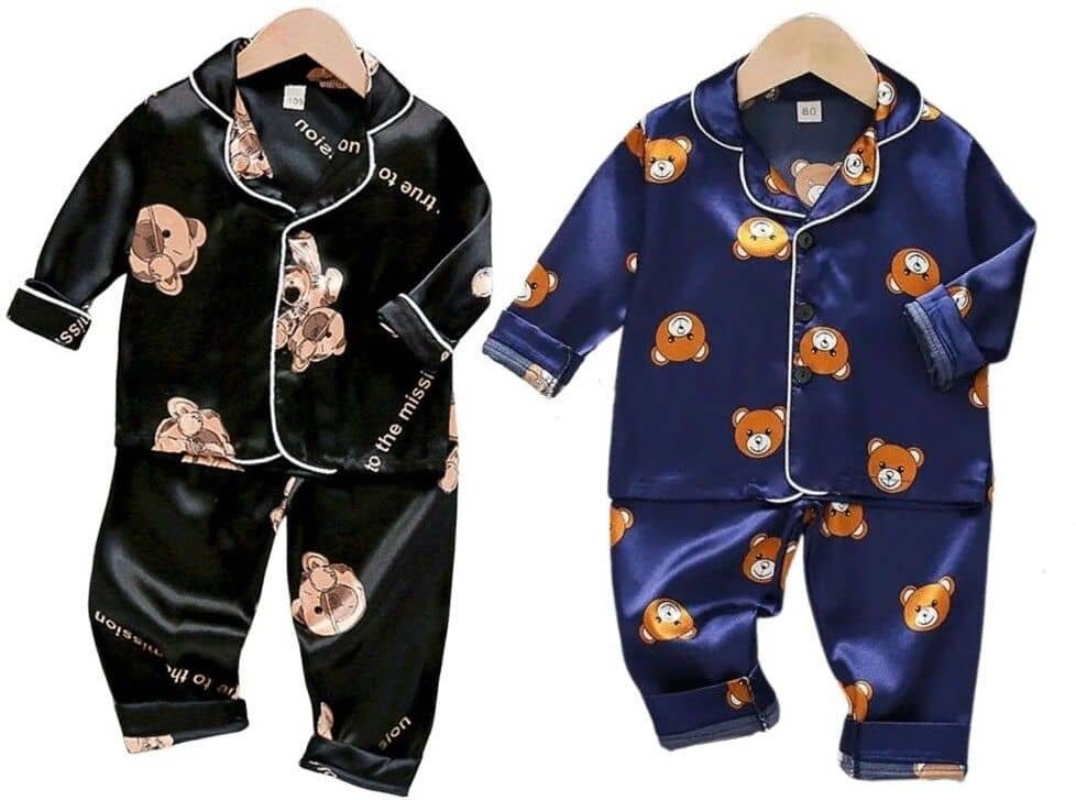 Paghdal Brothers Pack of 2 Baby Boys Cotton Blend Nightsuit Set ( Multicolor )