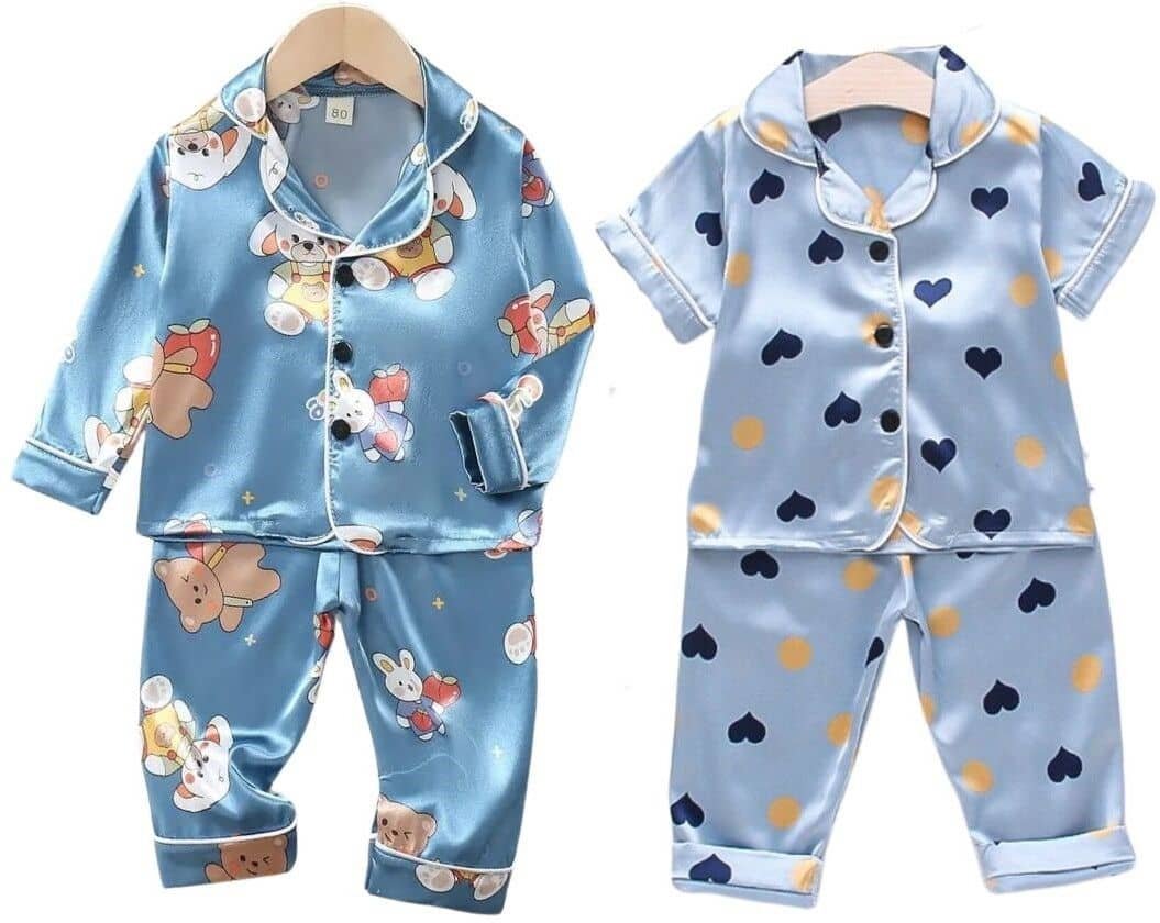 Paghdal Brothers Pack of 2 Baby Boys Polyester Nightsuit Set ( Multicolor )