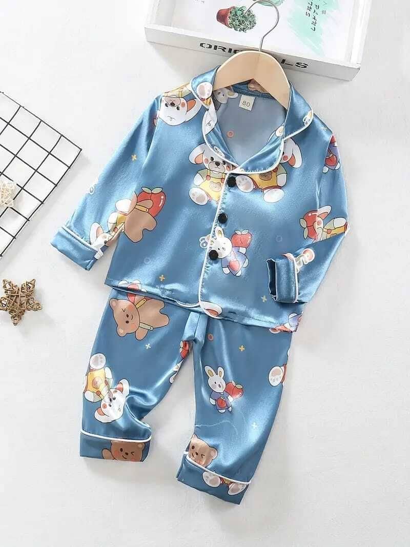 Paghdal Brothers Pack of 2 Baby Boys Polyester Nightsuit Set ( Multicolor ) - Image 2