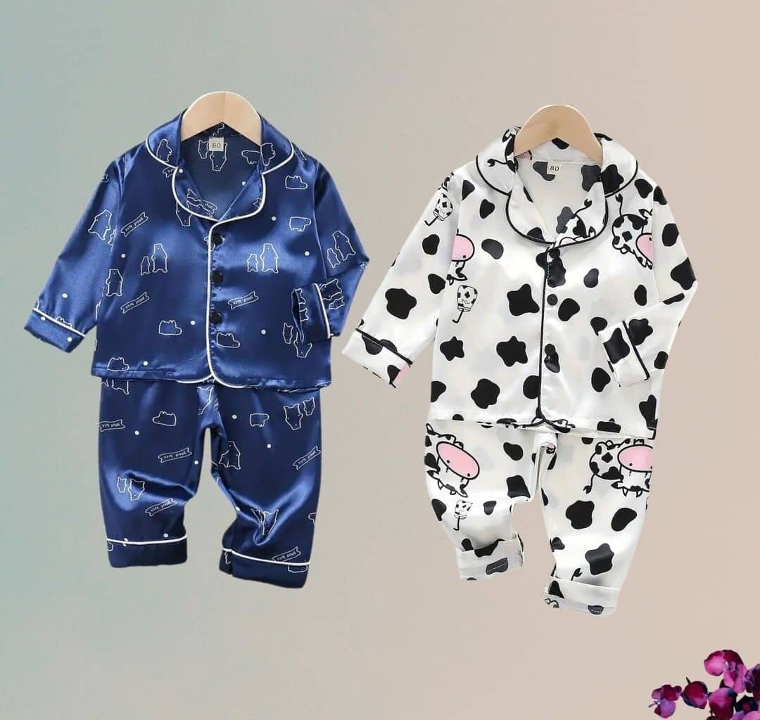 Paghdal Brothers Pack of 2 Baby Boys Cotton Blend Nightsuit Set ( Multicolor )