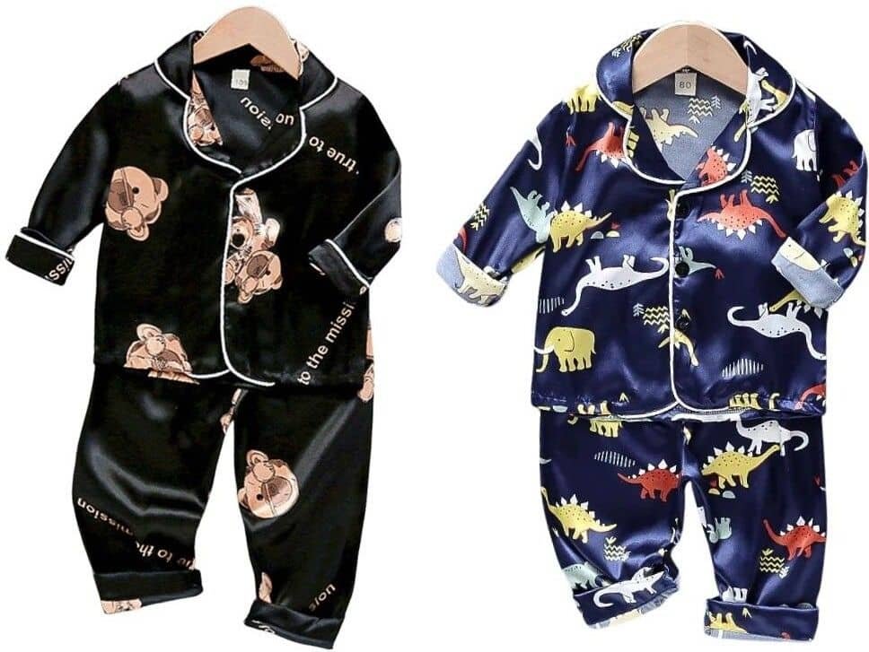 Paghdal Brothers Pack of 2 Baby Boys Cotton Blend Nightsuit Set ( Multicolor )