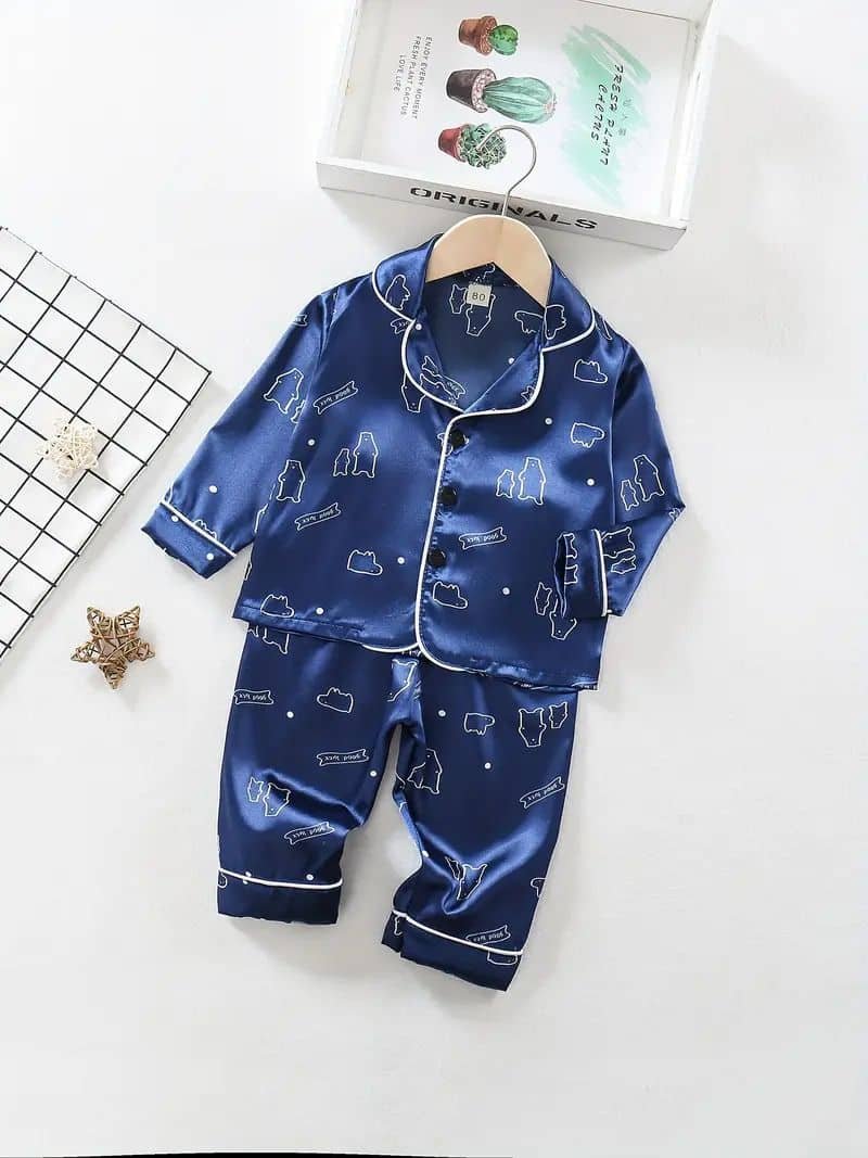 Paghdal Brothers Pack of 2 Baby Boys Polyester Nightsuit Set ( Multicolor ) - Image 2