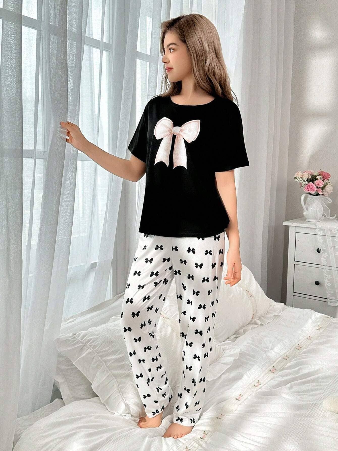 Paghdal Brothers Pack of 1 Girls Cotton Blend Nightsuit Set ( Black )