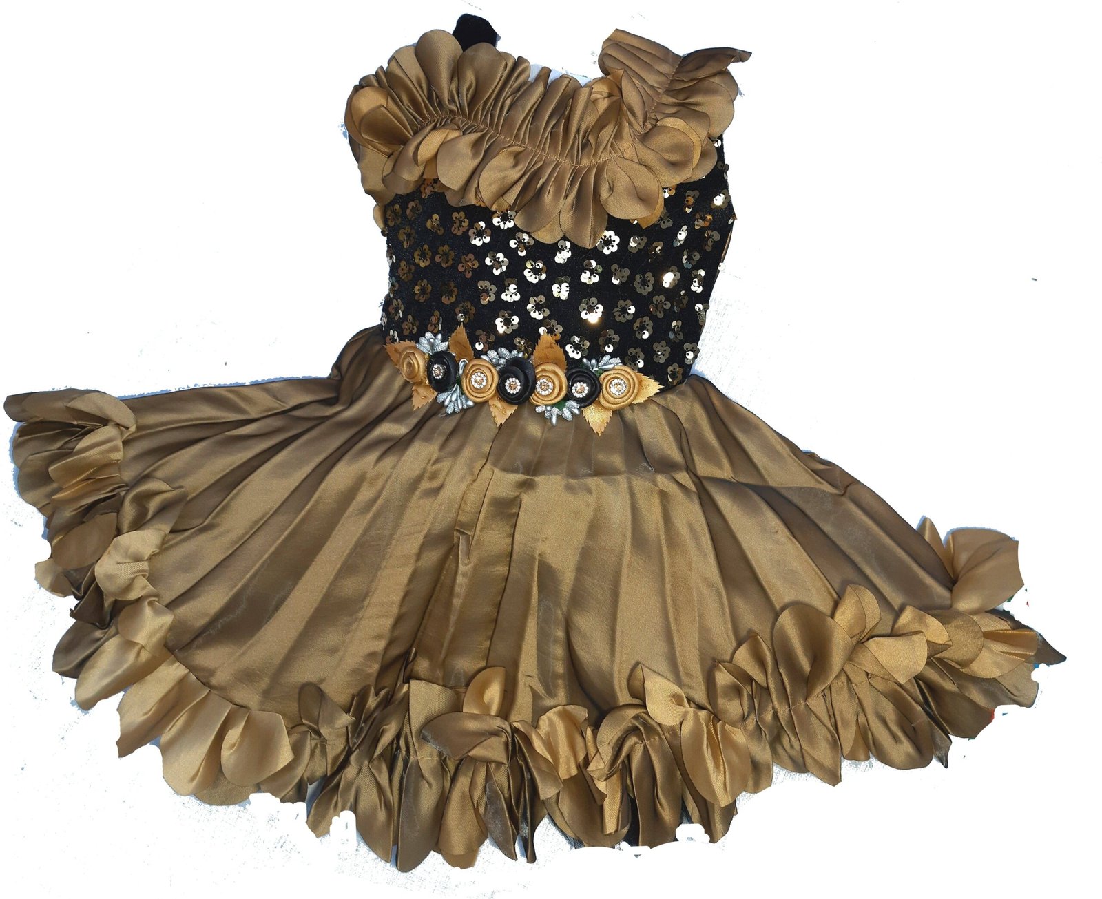 Paras Garments Silk Frock For Baby Girls ( Pack of 1 , Gold )