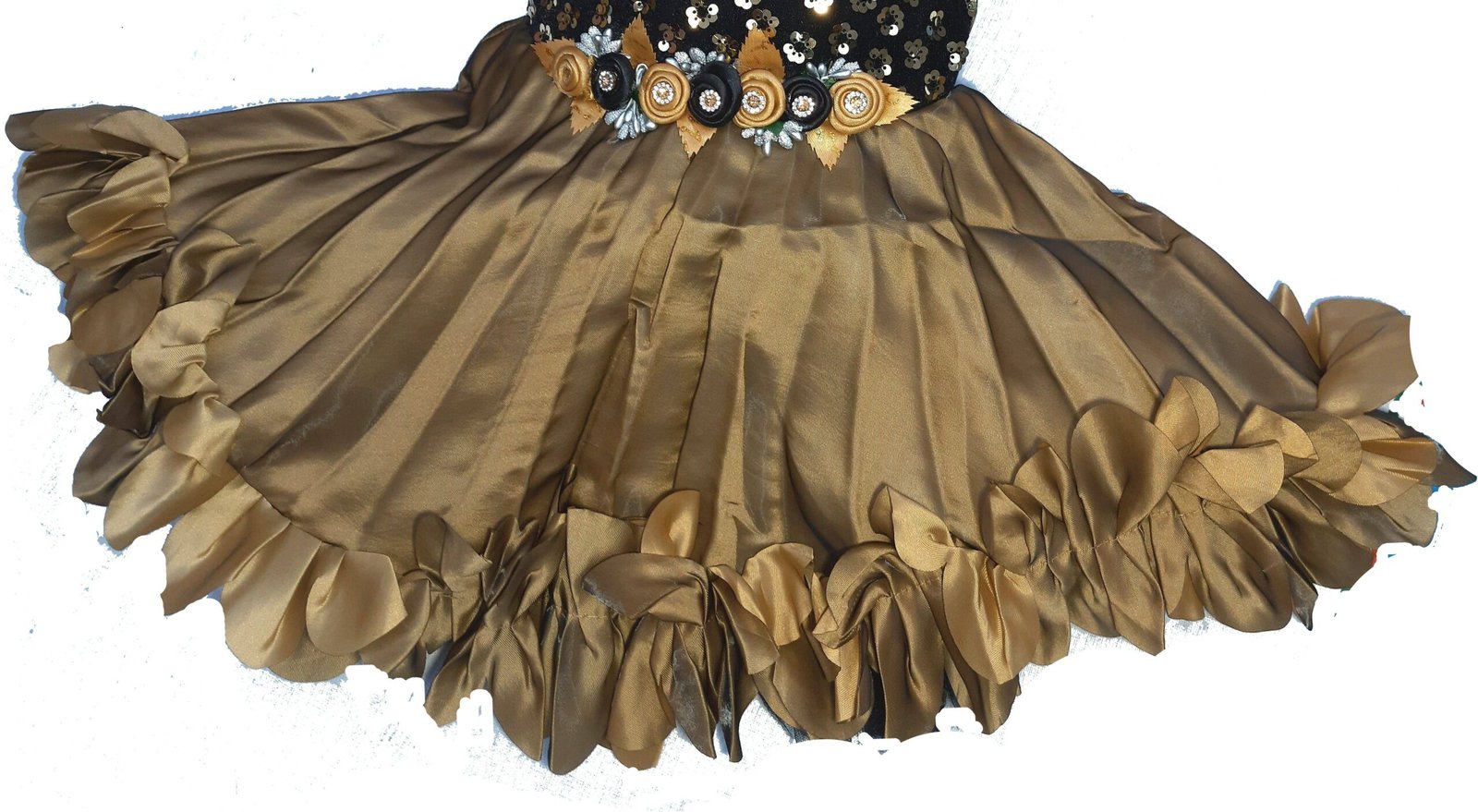 Paras Garments Silk Frock For Baby Girls ( Pack of 1 , Gold ) - Image 3