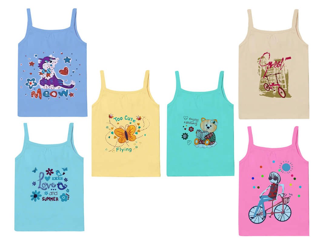 Paryag Pack of 6 Baby Girls Cotton Blend Camisoles ( Multicolor ) - Image 3