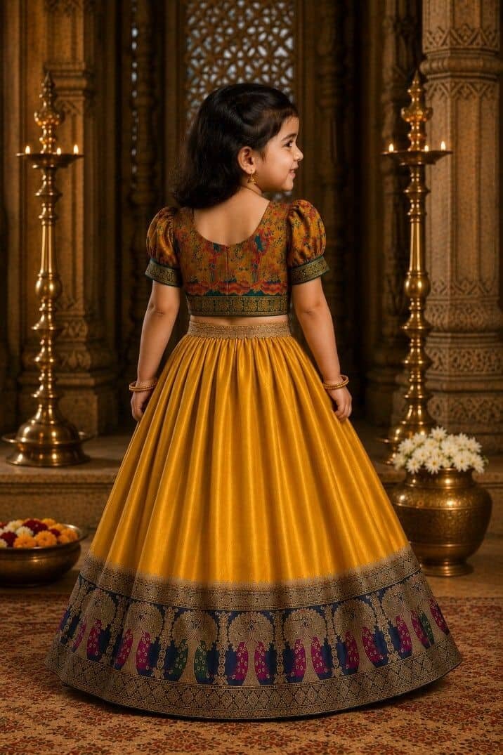 Pritamfab Cotton Lehenga Choli Set For Girls ( Pack of 1 , Yellow ) - Image 2