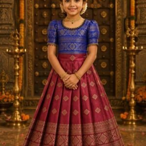 Pritamfab Cotton Lehenga Choli Set For Girls ( Pack of 1 , Maroon )