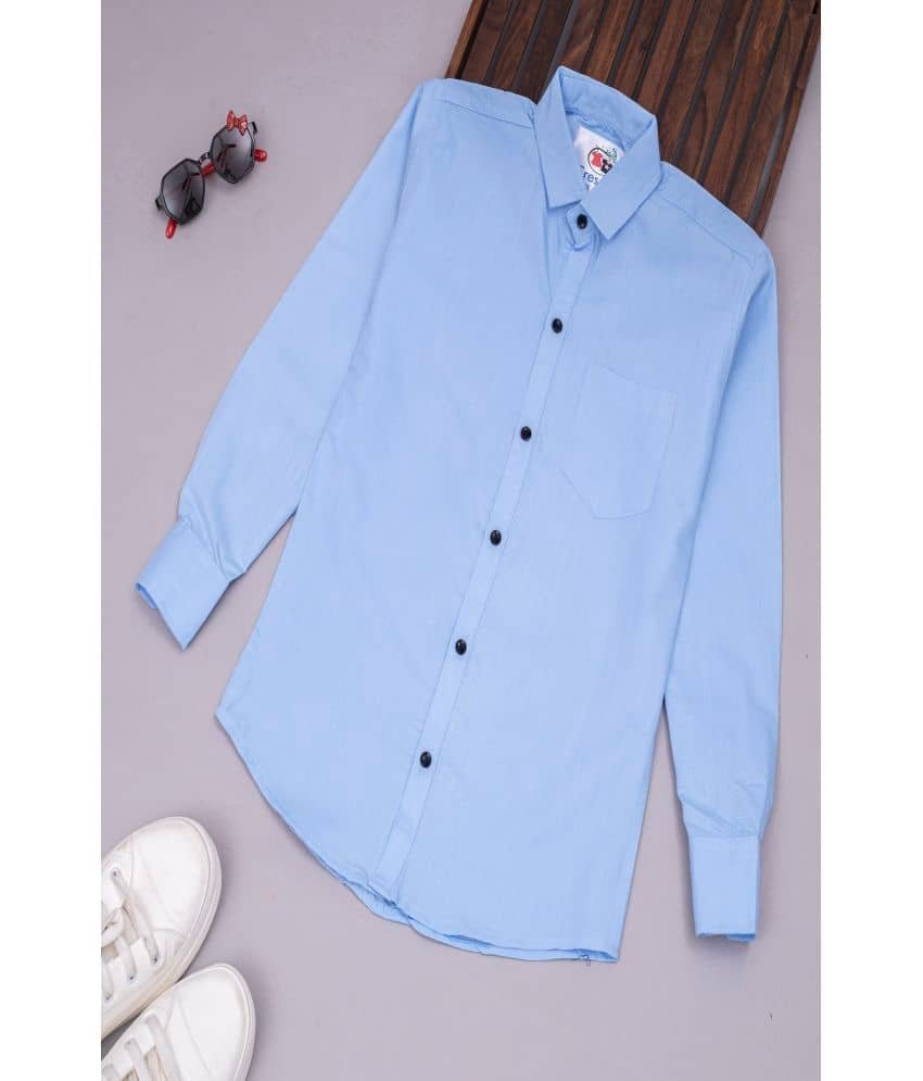 Qurobri Pack of 1 Boys Cotton Blend Full Sleeves Shirt ( Sky Blue )