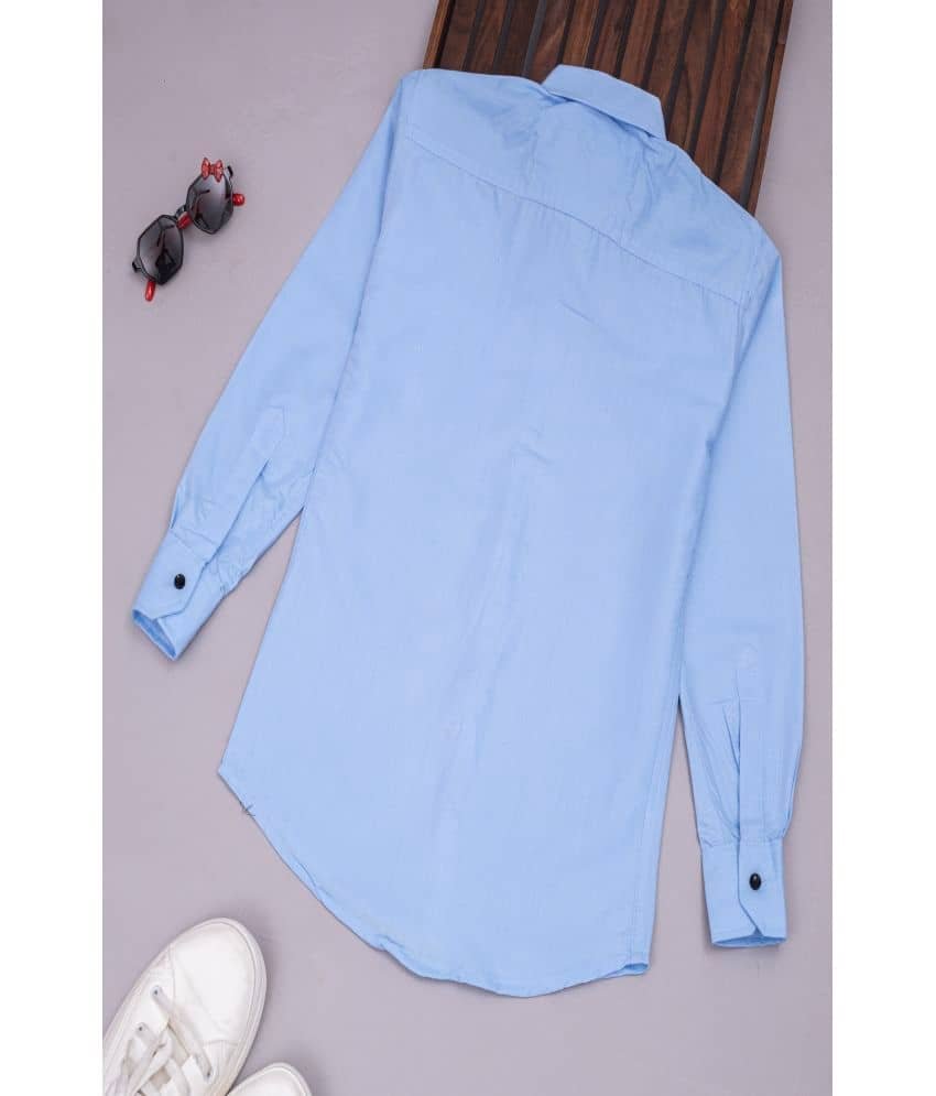 Qurobri Pack of 1 Boys Cotton Blend Full Sleeves Shirt ( Sky Blue ) - Image 2