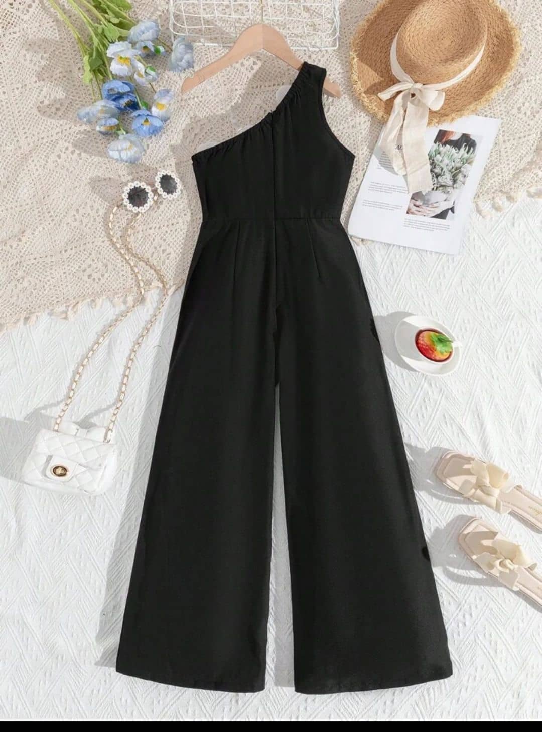 Fashion Girls Cotton Blend T-shirt & Pants Set ( Black , Pack of 1 ) - Image 3