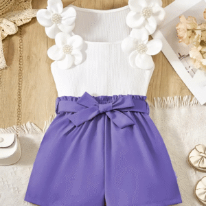 Fashion Girls Cotton Blend T-shirt & Pants Set ( Purple , Pack of 1 )