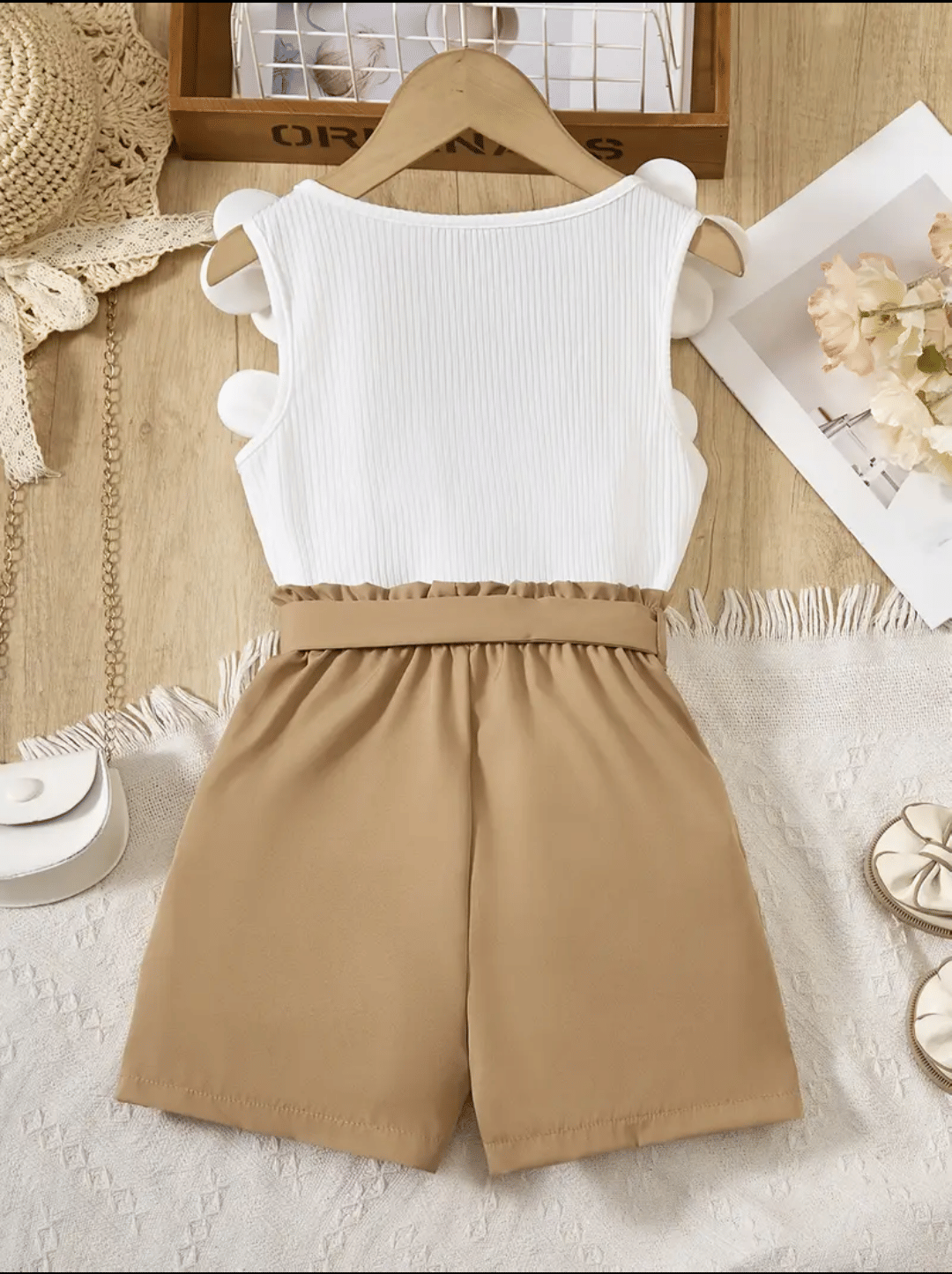 Fashion Pack of 1 Girls Cotton Blend T-shirt & Pants Set ( Camel ) - Image 2
