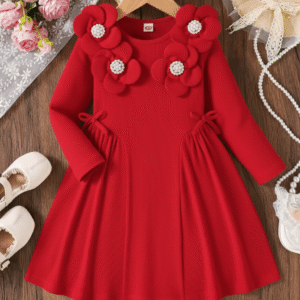 Cotton Blend Frock For Girls ( Pack of 1 , Red )