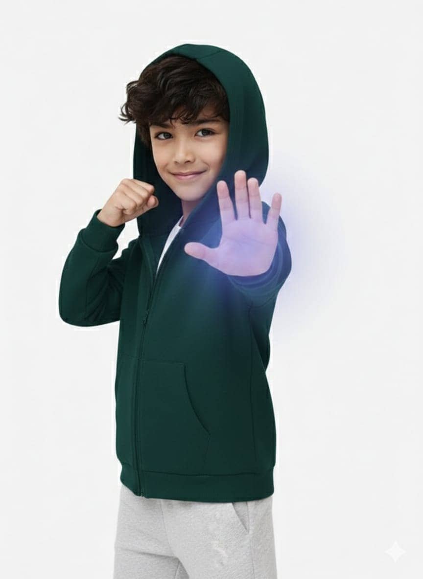Pack of 1 Boys Cotton Blend Sweatshirt ( Green ) - Image 4