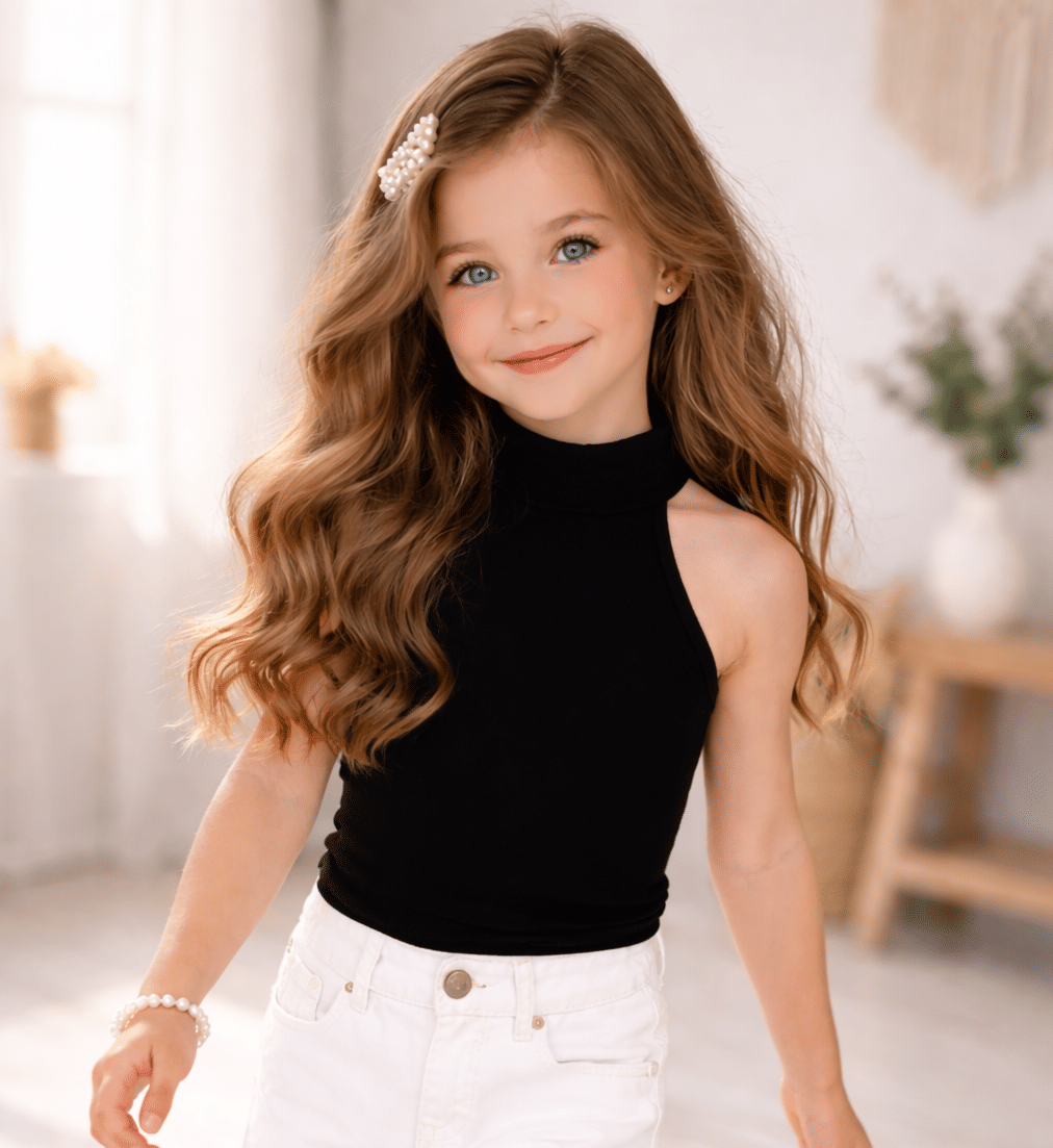 Ramiaaz Pack of 1 Girls Cotton Top ( Black )