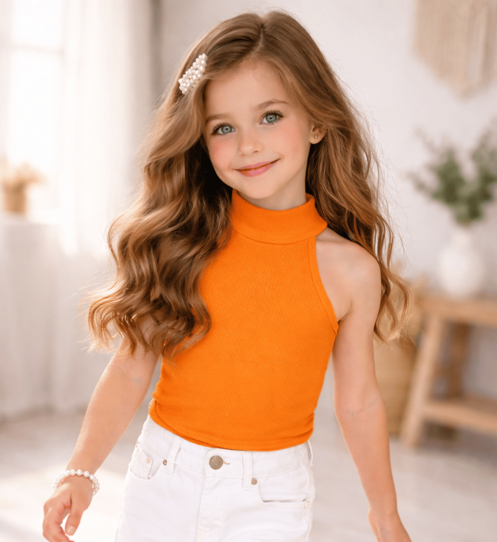 Ramiaaz Pack of 1 Girls Cotton Top ( Orange )