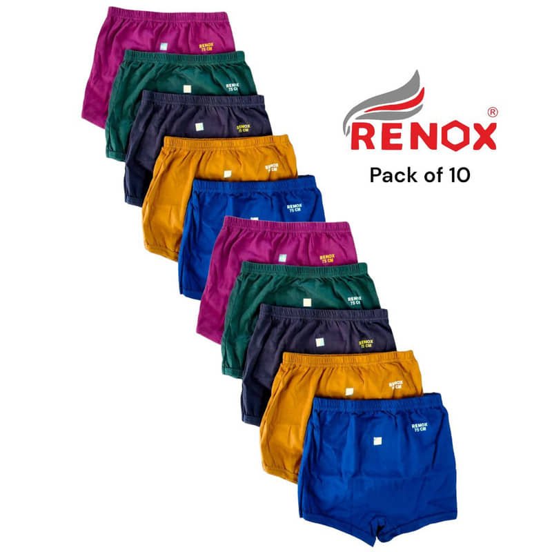 Renox Pack of 10 Boys Cotton Trunks ( Multicolor 10 )