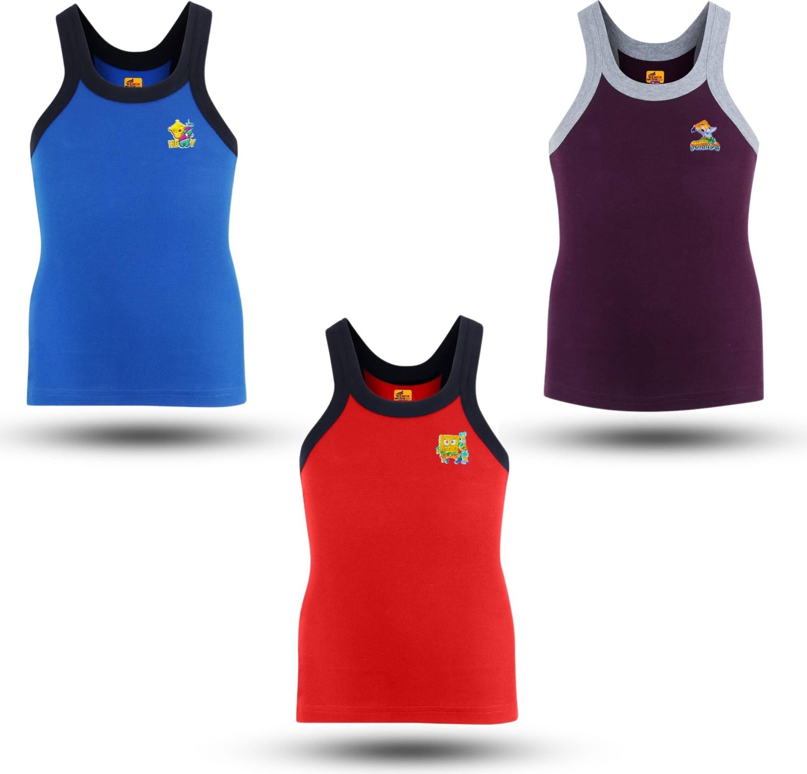 Renox Pack of 3 Boys Cotton Vest ( Multicolor )